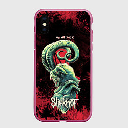 Чехол iPhone XS Max матовый Slipknot - козел, цвет: 3D-малиновый