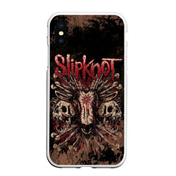 Чехол iPhone XS Max матовый Slipknot skull, цвет: 3D-белый