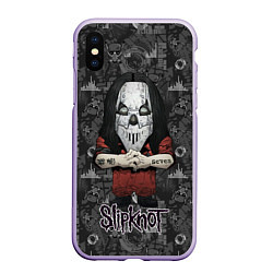 Чехол iPhone XS Max матовый Slipknot серый абстрактный фон, цвет: 3D-светло-сиреневый