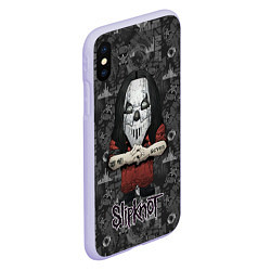 Чехол iPhone XS Max матовый Slipknot серый абстрактный фон, цвет: 3D-светло-сиреневый — фото 2