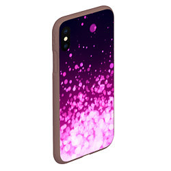 Чехол iPhone XS Max матовый Розовые блёстки на тёмном фоне, цвет: 3D-коричневый — фото 2