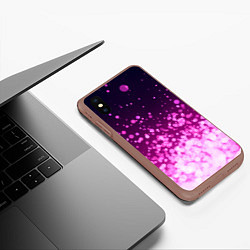 Чехол iPhone XS Max матовый Розовые блёстки на тёмном фоне, цвет: 3D-коричневый — фото 2