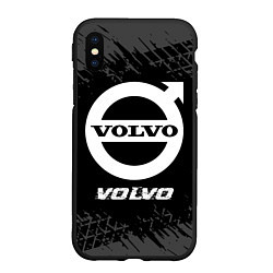 Чехол iPhone XS Max матовый Volvo speed на темном фоне со следами шин