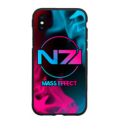 Чехол iPhone XS Max матовый Mass Effect - neon gradient