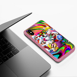 Чехол iPhone XS Max матовый Super Mario - Gaming aesthetics - Collage, цвет: 3D-малиновый — фото 2