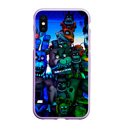 Чехол iPhone XS Max матовый Five Nights at Freddys 4, цвет: 3D-сиреневый