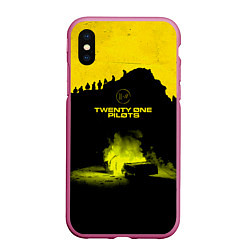 Чехол iPhone XS Max матовый Twenty One Pilots accident, цвет: 3D-малиновый