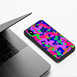 Чехол iPhone XS Max матовый Абстракция в неоновых цветах, цвет: 3D-черный — фото 2