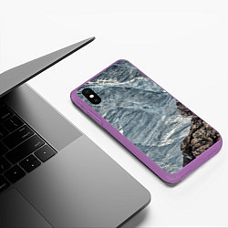 Чехол iPhone XS Max матовый Море и гора, цвет: 3D-фиолетовый — фото 2