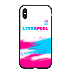 Чехол iPhone XS Max матовый Liverpool neon gradient style: символ сверху, цвет: 3D-черный