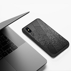 Чехол iPhone XS Max матовый Металлические пластины, цвет: 3D-черный — фото 2