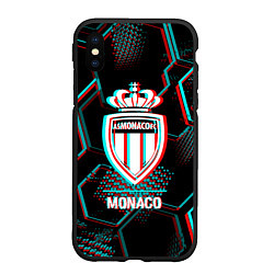 Чехол iPhone XS Max матовый Monaco FC в стиле glitch на темном фоне, цвет: 3D-черный