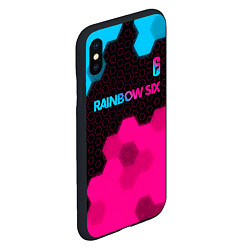 Чехол iPhone XS Max матовый Rainbow Six - neon gradient: символ сверху, цвет: 3D-черный — фото 2