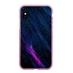 Чехол iPhone XS Max матовый Звёздное абстрактное фиолетовое небо, цвет: 3D-розовый