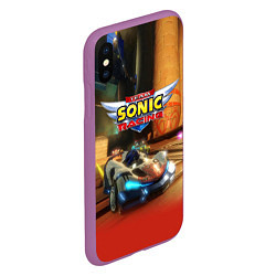 Чехол iPhone XS Max матовый Team Sonic racing - hedgehog - video game, цвет: 3D-фиолетовый — фото 2