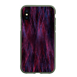 Чехол iPhone XS Max матовый Сине-красный мех