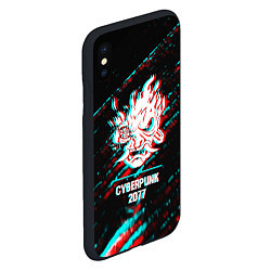 Чехол iPhone XS Max матовый Cyberpunk 2077 в стиле glitch и баги графики на те, цвет: 3D-черный — фото 2