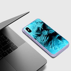 Чехол iPhone XS Max матовый Голубой лед - иней, цвет: 3D-светло-сиреневый — фото 2