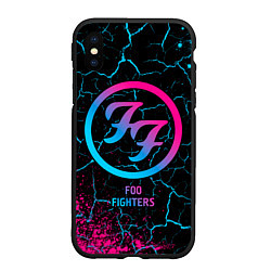 Чехол iPhone XS Max матовый Foo Fighters - neon gradient