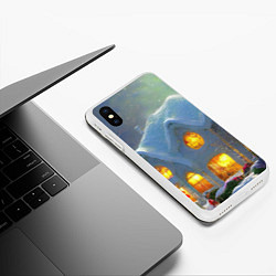 Чехол iPhone XS Max матовый Сказочный зимний домик, покрытый снегом, цвет: 3D-белый — фото 2