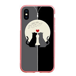 Чехол iPhone XS Max матовый Котики под луной