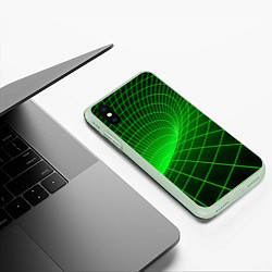 Чехол iPhone XS Max матовый Зелёная неоновая чёрная дыра, цвет: 3D-салатовый — фото 2