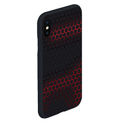 Чехол iPhone XS Max матовый Броня из стали красная, цвет: 3D-черный — фото 2