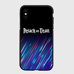 Чехол iPhone XS Max матовый Attack on Titan stream, цвет: 3D-черный