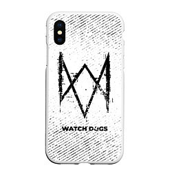 Чехол iPhone XS Max матовый Watch Dogs с потертостями на светлом фоне, цвет: 3D-белый