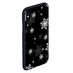 Чехол iPhone XS Max матовый Новогодние снежинки, цвет: 3D-черный — фото 2