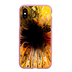 Чехол iPhone XS Max матовый Жёлтые текущие краски, цвет: 3D-розовый