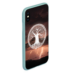Чехол iPhone XS Max матовый Yggdrasil white rune, цвет: 3D-мятный — фото 2