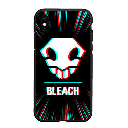 Чехол iPhone XS Max матовый Символ Bleach в стиле glitch на темном фоне