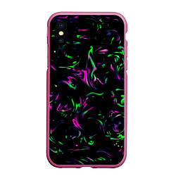 Чехол iPhone XS Max матовый Токсичные кляксы, цвет: 3D-малиновый