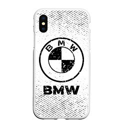 Чехол iPhone XS Max матовый BMW с потертостями на светлом фоне, цвет: 3D-белый