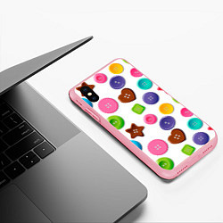 Чехол iPhone XS Max матовый Разноцветные пуговицы - паттерн, цвет: 3D-баблгам — фото 2