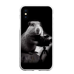 Чехол iPhone XS Max матовый Капибара фотограф