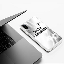 Чехол iPhone XS Max матовый Tokyo Revengers glitch на светлом фоне: символ све, цвет: 3D-белый — фото 2
