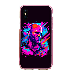 Чехол iPhone XS Max матовый Jason Statham - pop art, цвет: 3D-розовый