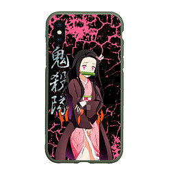 Чехол iPhone XS Max матовый Незуко Камадо - сестра Танджиро, цвет: 3D-темно-зеленый