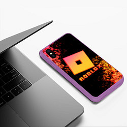 Чехол iPhone XS Max матовый Roblox logo gradient, цвет: 3D-фиолетовый — фото 2