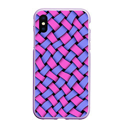 Чехол iPhone XS Max матовый Фиолетово-сиреневая плетёнка - оптическая иллюзия