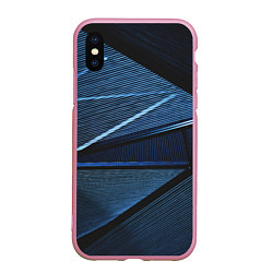 Чехол iPhone XS Max матовый Тёмные геометрические линии и фигуры, цвет: 3D-розовый