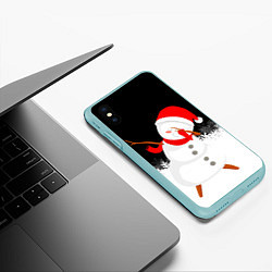 Чехол iPhone XS Max матовый Снеговик dab, цвет: 3D-мятный — фото 2