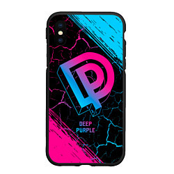 Чехол iPhone XS Max матовый Deep Purple - neon gradient, цвет: 3D-черный