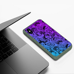 Чехол iPhone XS Max матовый Ахегао красивый неон, цвет: 3D-темно-зеленый — фото 2