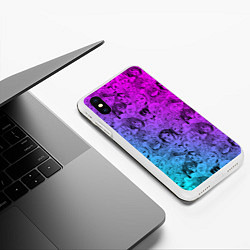 Чехол iPhone XS Max матовый Ахегао девушки градиент, цвет: 3D-белый — фото 2