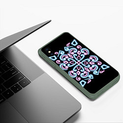 Чехол iPhone XS Max матовый Неоновый узор, цвет: 3D-темно-зеленый — фото 2
