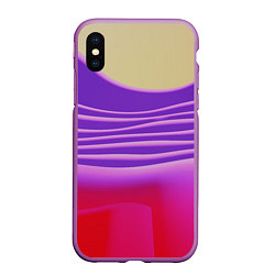 Чехол iPhone XS Max матовый Волнообразные листы разных цветов, цвет: 3D-фиолетовый