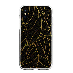 Чехол iPhone XS Max матовый Золотые листья градиент